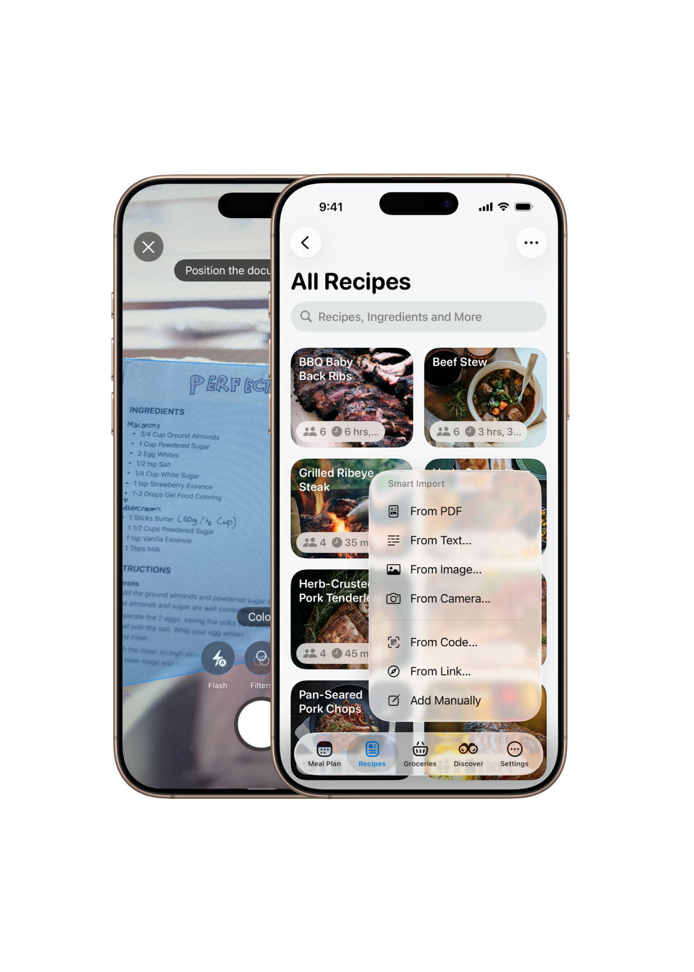 Demonstration of snapshot OCR importing using the Crouton recipe app.