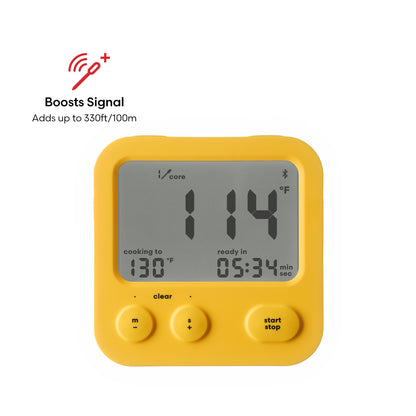 Predictive Thermometer with Range-Extending Booster & Display
